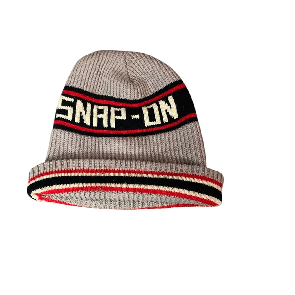 Vntg. Gray SnapOn Beanie Hat